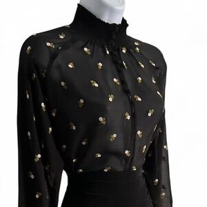 Victorian Whimsigoth Dark Fairy CAbi Oversized Sheer Floral Preppy Blouse